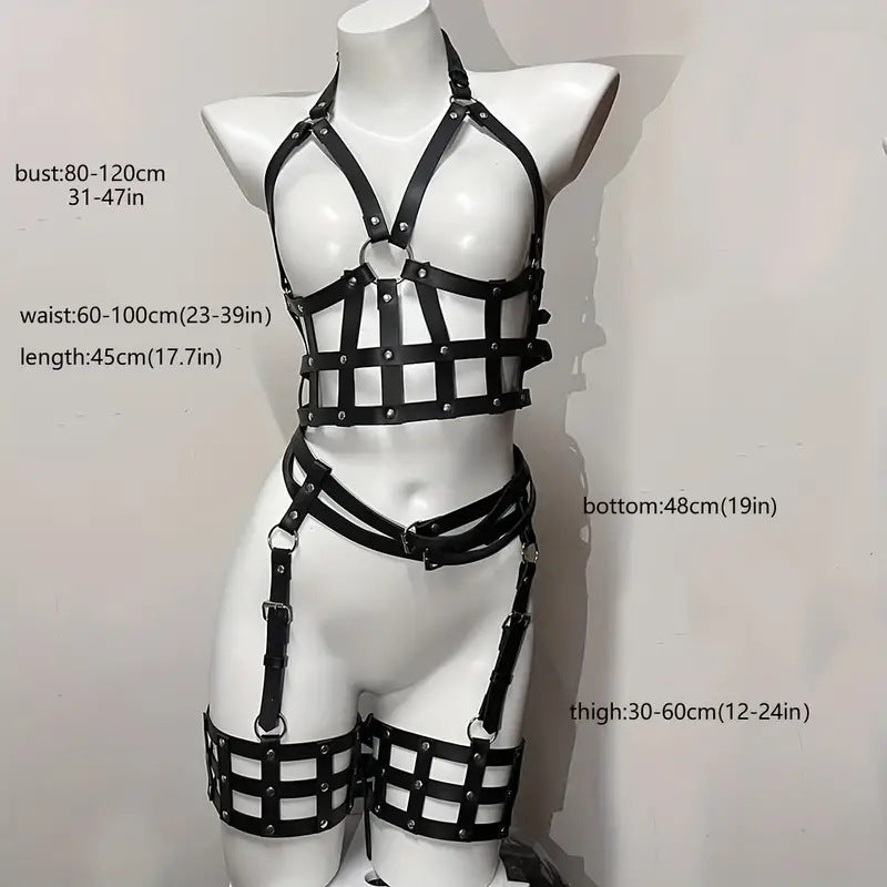 Leather Bondage Outfit for Couples - Sensual Temptation